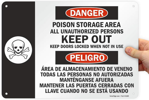 SmartSign "Danger - Poison Storage Area" Bilingual Sign | 10" x 14" Aluminum...