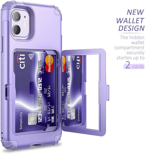 WeLoveCase iPhone 11 Wallet Case for Women Defender Credit Card Holder Cover with Hidden Mirror Three Layer Shockproof Heavy Duty Protection All-R...