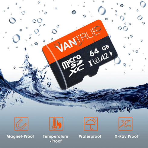 Vantrue 64GB microSD Card with Adapter, U3 UHS-I High Speed SD Card for Dash Cams & Home Security System Video Cameras...