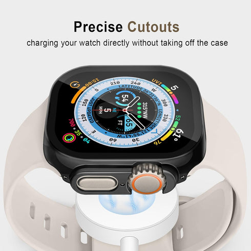 for Apple Watch Case 49mm,Hard Case with Tempered Glass Screen Protector,Watch Cover for Apple Watch ultra/ultra 2 Screen Protector,Ultra-Thin Dur...