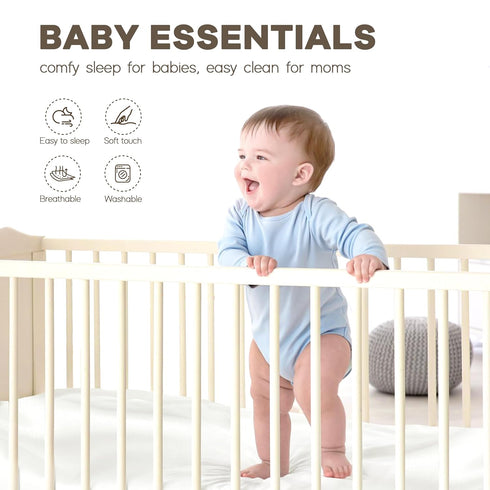 Pro Goleem 2 Pack Satin Soft Crib Sheet Great for Baby with Sensitive Hair Silky Baby Sheet White and Gray Unisex 52’’x28’’x8’’ Fitted Sheets...