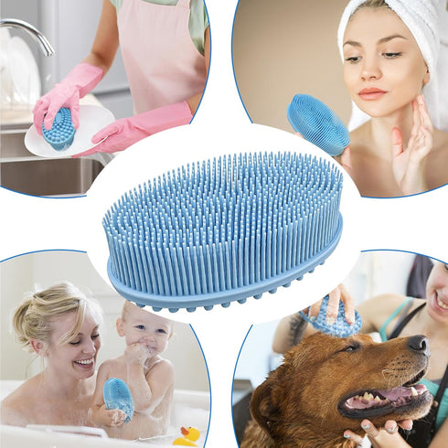 Silicone Body Scrubber, Shower Brush Handheld, Soft Silicone Loofah, Bath Scrubber for Body for Deep Clean (Blue)...