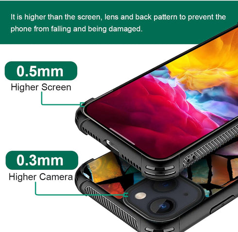 ZHEGAILIAN Case Compatible with iPhone 15 Case,stained glass mosaic fiesta fun Cases, Tempered Glass Back+Soft Silicone TPU Shock Protective Case ...