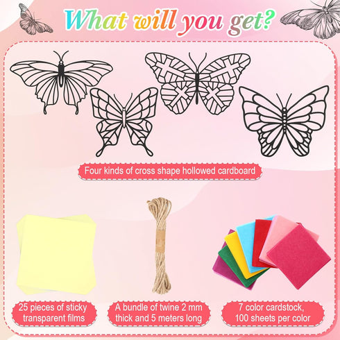 Yeaqee 24 Pack Butterfly Craft DIY Butterflies Suncatcher Paper Crafts Summer Crafts Butterfly Suncatcher Kits Classroom Arts and Crafts Party Fav...