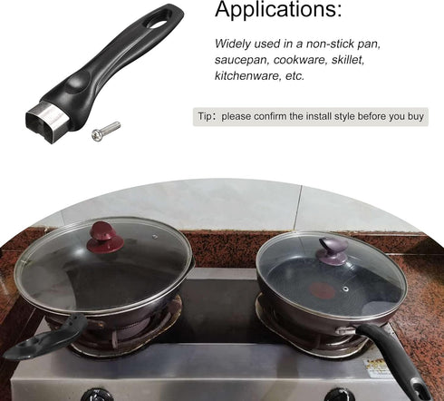 MECCANIXITY Pan Replacement Handle Black 7inch with Screw Nonstick Saucepan Cookware Skillet Stainless Steel Handle...