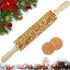 Wooden Engraved Rolling Pin with Christmas Snowflake Designs - For Baking Cookies and Decor...