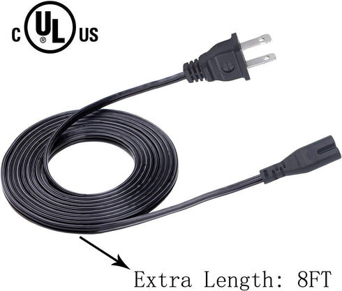 2 Prong Power Cord for LG SPK5B-W SK5Y SH4 SHC4 SH5B Subwoofer Power Cord Replacement 8ft IEC C7 Power Cord AC Cable......