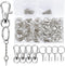 120PCS Swivel Snap Hook with Key Chain Rings Set, 30 PCS Swivel Lobster Clasp,30PCS Key Ring with Chain, 30 pcs Jump Rings and 30pcs Screw Eye Pin...