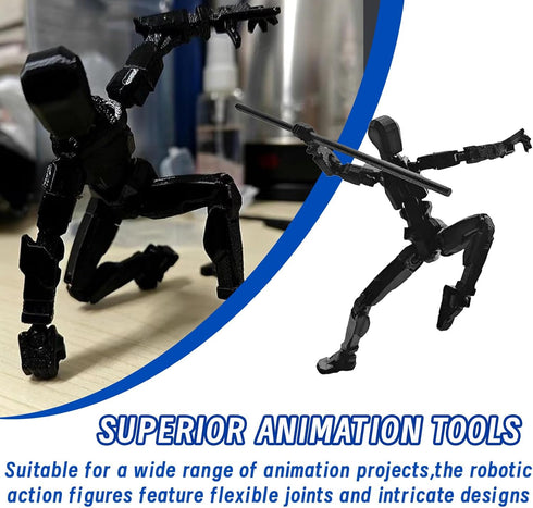 T13 Action Figure, 4PCS Action Figures, T13 Action Figure 3D Printed Robot Multi-Jointed Movable, Desktop Decorations for Game Lovers...