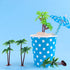 Jovitec 16 Pieces Plastic Palm Tree Cake Topper Small Green Palm Coconut Tree Cake Decorations 5.5 Inch Hawaiian Tropical Cupcake Topper...