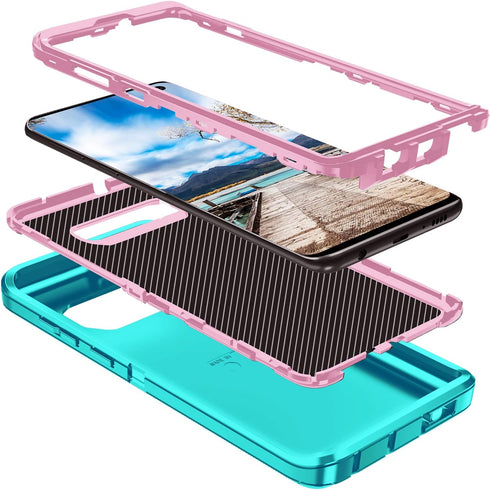 for Galaxy S10 Case,Heavy Duty Shockproof Dust/Drop Poof 3 Layers Full Bady Protection Rugged Case for Galaxy S10,Mint Green/Pink...