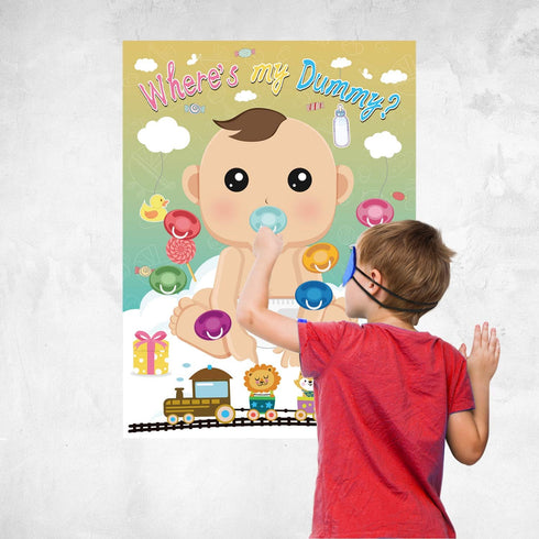 Fepito Baby Shower Party Games - Pin The Dummy On The Baby Game with 24pc Pacifier Stickers...