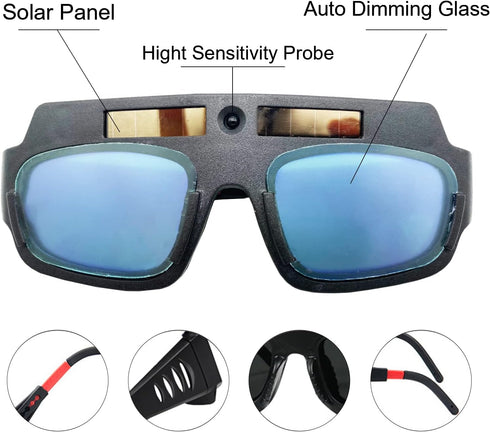 Welding Glasses Auto Darkening,Solar Powered Welding Goggles,Adjustable, Lightweight,Welder Goggle Anti-Flog Anti-Glare Protective Goggles...