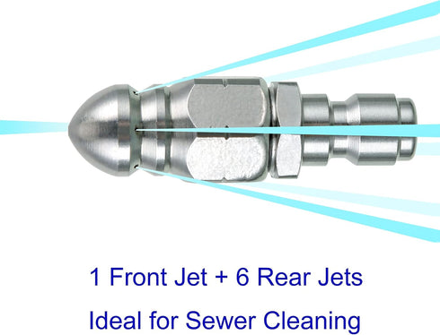 RIDGE WASHER Sewer Jetter Nozzle for Pressure Washer Drain Jetting Hose, 1/4'' Quick Connect, 5000 PSI...