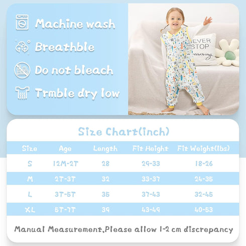 WONDAY Toddler Sleep Sack, Sleep Sack 2t-3t, Sleep Sack Baby Wearable Blanket, Sleeping Bag Summer Toddler Baby Sleep Sacks with Feet, Sleeveless ...