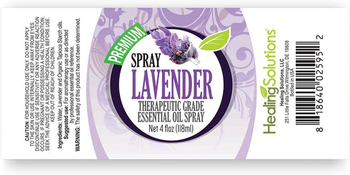 Healing Solutions Lavender Spray 4 oz – Water Infused with Lavender Essential Oil – Aromatherapy Oil Spray...