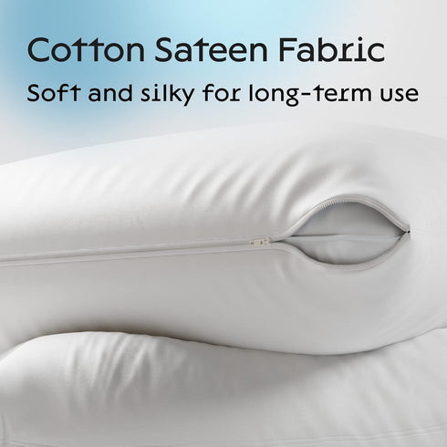 Niagara 2 Pack Standard Pillow Protectors with Zipper, Premium Cotton Sateen Blend Tight Weave Lab Tested Non Noisy Zip Covers Breathable Non Crin...