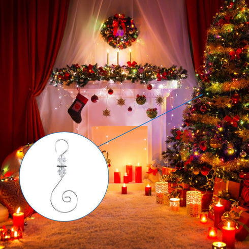 INCREWAY Ornament Hooks, 30 PCS Silver S-Shaped Hangers Hook Swirl Christmas Tree Hanger Metal Hooks with Crystal Beaded...