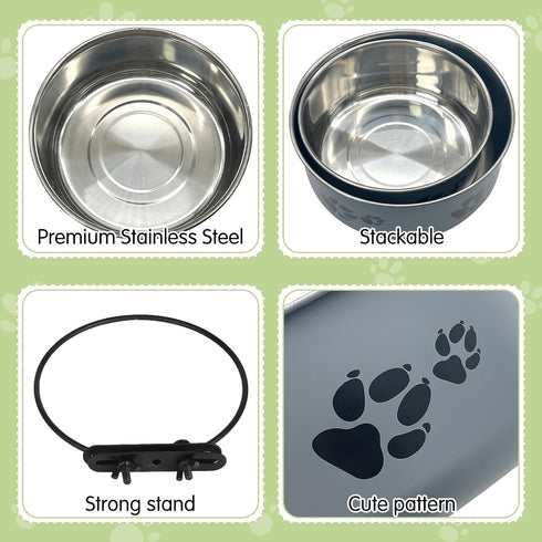 kathson 2 Pcs Dog Kennel Water Bowl, Stainless Steel Crate Water Bowl No Spill, Hanging Metal Pet Food Water Bowl Feeder for Cats Small Medium Dog...