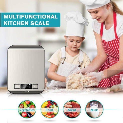 Ultrean Food Scale, Digital Kitchen Scale Weight Grams and Ounces for Baking Cooking and Meal Prep, 6 Units with Tare Function, 11lb (Batteries In...