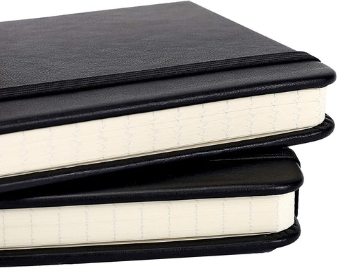 ZZTX 2 Pack Small Pocket Notebook 3.5" x 5.5" Hardcover Lined Paper Mini Notepad with Black Leather Sketchbook Composition Notebook...