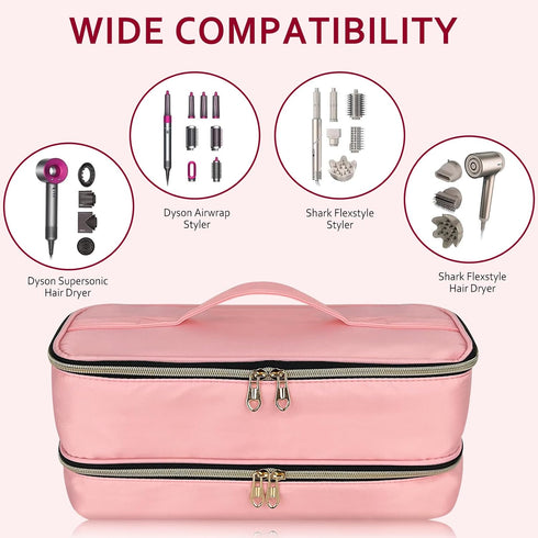 Double-Layer Portable Waterproof Travel Carrying Case for Shark Flexstyle Styler/Hair Dryer/Dyson Airwrap and Hair Styler Attachments, Bag Only (P...