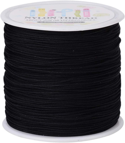Pandahall 100 Yards Nylon Beading Cord 0.8mm Braided Nylon Beading String Thread Chinese Knotting Cord with Plastic Spool for Knotting Braiding Be...