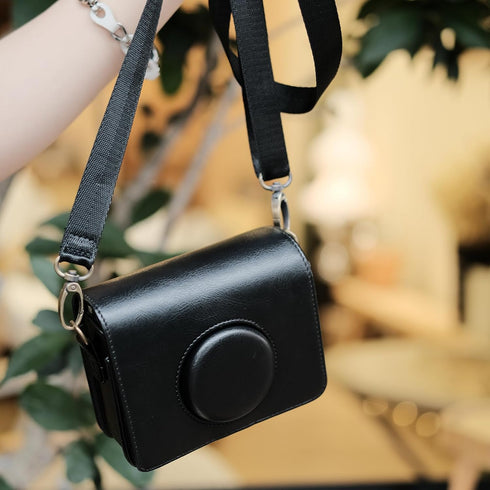 Rieibi Mini EVO Case - Retro PU Leather Protective Case for Fujifilm Instax Mini EVO Instant Camera - Removable Case with Adjustable Shoulder Stra...