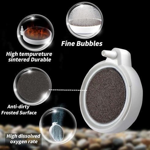 Fish Tank Air Stone, 2 Inch Nano Ultra-High Dissolved Oxygen Diffuser Bubbler, Make Super Tiny Bubbles for 2-30 Gall0n Hydroponics and Aquarium Fi...