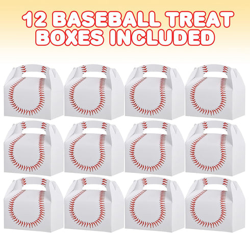 ArtCreativity Baseball Party Favors, Pack of 12 Cardboard Gift Box with Handles, Goodie Gift Bags Treat Boxes for Candy, Cookies, & Toys, Team Bas...