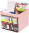 Desk Organizer, Pen Holder for Desk, Cute Pen Organizer with Drawer, Small Office Desk Accessories for Art Supply Desktop Storage (2 Drawers+3 Com...