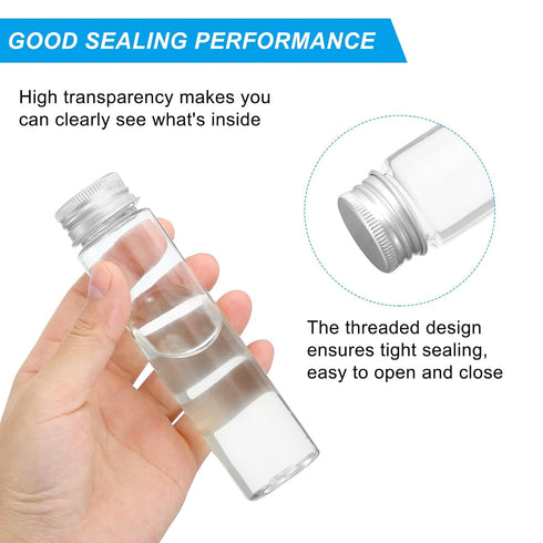 PATIKIL 80ml Plastic Test Tubes with Screw Caps, 6Pcs 128x33mm Flat Bottom Tubes for Scientific Party Decoration Candy Bead Storage Bath Salt, Sil...