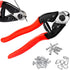 Sanuke Cable Cutter Wire Cutter Heavy Duty up to 5/32" for Housing Fencing Deck Stair Railing with 30pcs Crimping Sleeves, 6pcs Stainless Steel Th...