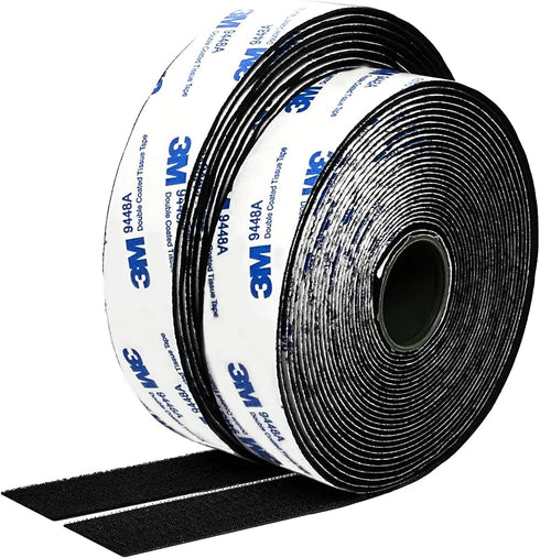 Hook and Loop Tape 1in x 20ft self Adhesive Sticky Back Interlocking Nylon Fabric Fastener Heavy Duty Adhesion Strip Tape reclosable Black...
