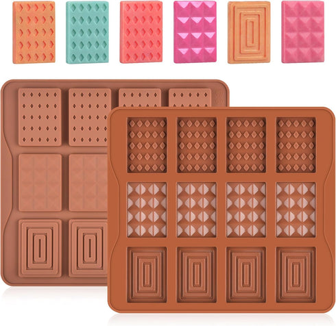12-Cavity Silicone Break Apart Chocolate Moulds,Silicone Square Mold,Non-Stick Candy Chocolate Bar Mold,Reusable Candy Protein Silicone Chocolate ...