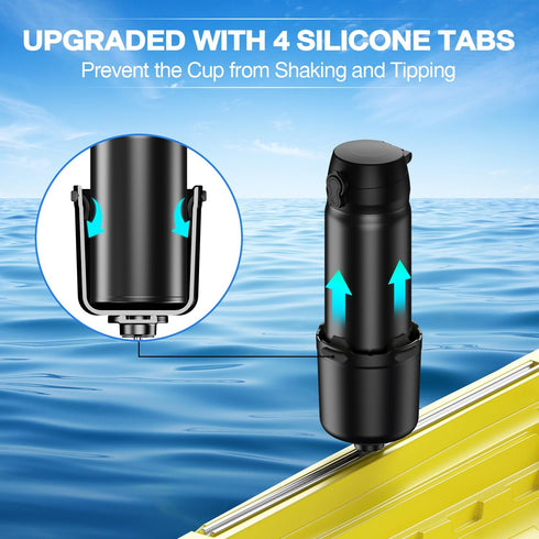 Kayak Cup Holder with Rubber Tab, Multifunctional Kayak Water Bottle Holder Drink Holder, Phone Holder, Fishing Tool, Kayak Track Mount Install, K...