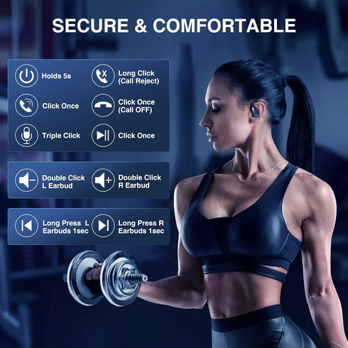 Wireless Earbuds Bluetooth Headphones 48Hrs Playtime IPX7 Waterproof 5.1 HiFi Earbuds,LED Display Sports Ear Buds with Earhooks for Workout Gym Ou...