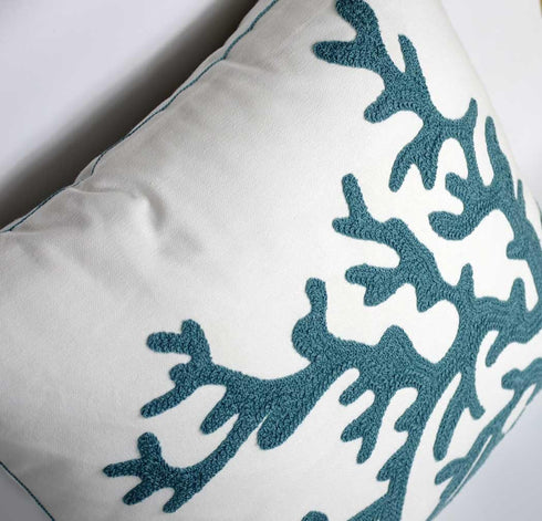 Embroidered Cute Nautical Animal Pillow Cover,Square 18 Inches Decorative Canvas Pillow Cover for Nautical Style Deco by (Seagreen-Coral)...