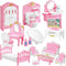 20 Pieces Doll House Furniture and Accessories Set Dollhouse Furniture Set Mini Dollhouse Furniture 1 12 Scale Bedroom Living Room Bathroom Furnit...