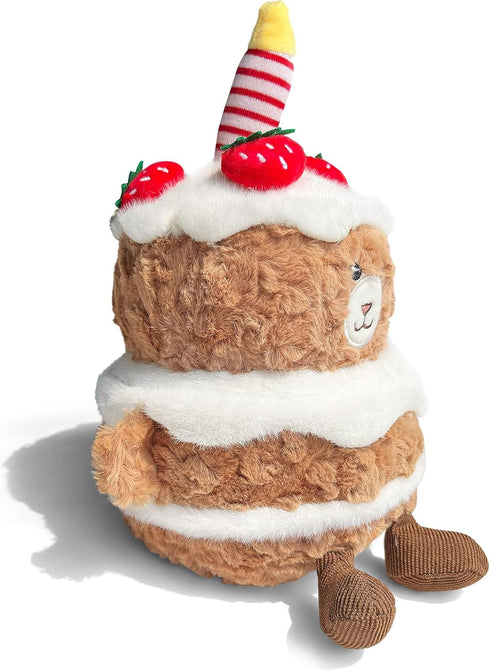 Birthday Stuffed Animals for Kids 10in Cute Fuzzy Cake Plush Toy for Girls Boys Kawaii Cozy Food Plushies for Toddler Huggable Teddy Bear Soft Toy...