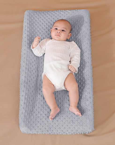 Solid Changing Table Pad Cover Cradle Sheet, Fits 32"/34''x16" Contoured Diaper Changing Pad, Ultra Soft Cozy Minky Dots Plush Changing Table Cove...
