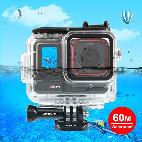 PULUZ Waterproof Case for Insta360 Ace Pro, Protective Housing/Diving Case, Waterproof Down to 60m/197FT, Underwater Photography Housing for Divin...