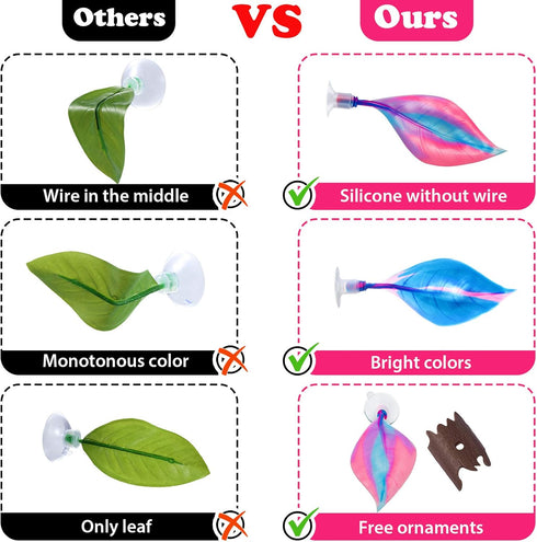 WILLBOND 2 Pieces Silicone Betta Bed Leaf Hammock for Betta Fish, Betta Fish Bed, Practical Resting Spot, No BPA, Comfortable and Safe (Blue, Pink...