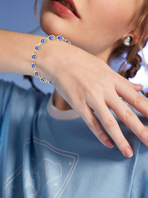 Harry and Henry 2 Pcs Evil Eye Necklace Bracelet Set Blue Glass Turkish Necklace for Women Evil Eye Chain Bracelet Jewelry...