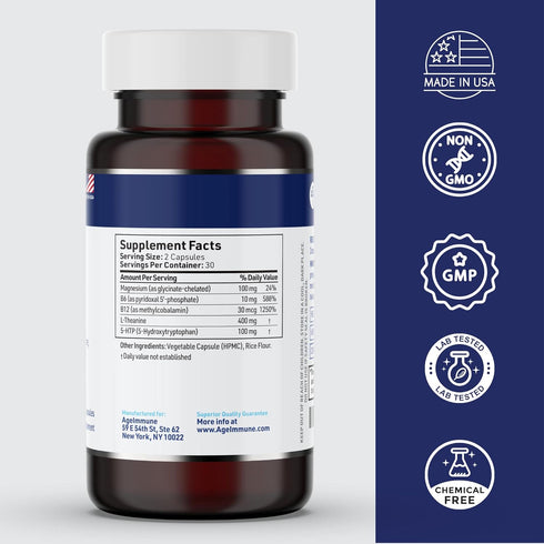 5-HTP Formula for Stress Relief and relaxation support for Teens and Adults with 5-HTP, L-Theanine, Vitamin B6, Vitamin B12, Magnesium - Doctor Fo...