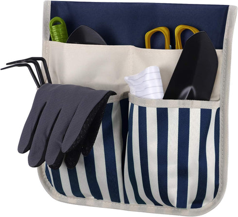 Garden Kneeler Tools Bag, Blue White Stripes, Oxford Cloth, 31x30cm...