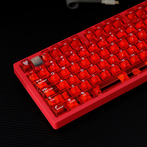 114 Keys Transparent Keycaps PC Cherry Profile Red Crystal Keycap Set Fit for Cherry Mx Switches Mechanical Keyboard...