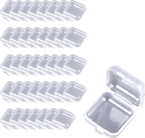 80 Pcs Mini Square Storage Containers and Organizer with Hinged Lid,Transparent Craft Supply Box for Earrings Chains Tiny Items Earplug...