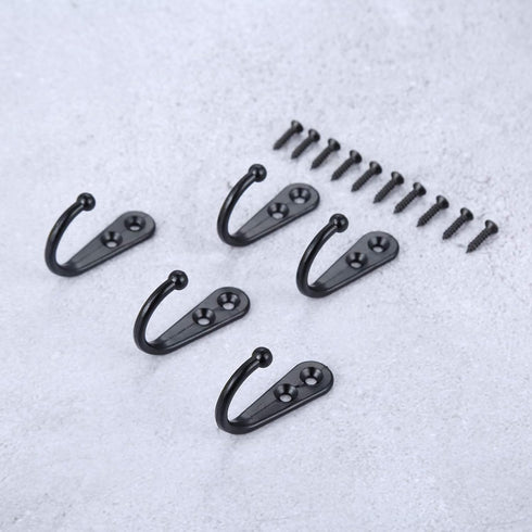 Yetaha 20PCS Wall Mounted Hooks with 40 Screws, Double Holes Hooks Towel Robe Hat Coat Hook for Kitchen Bedroom Bathroom, Black...
