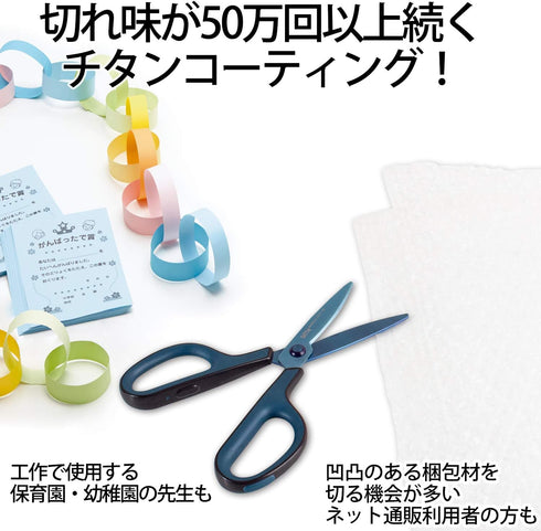 PLUS SC-175ST 34-518 Scissors Fit Cut Curve Titanium Continuous Cutting Blue...